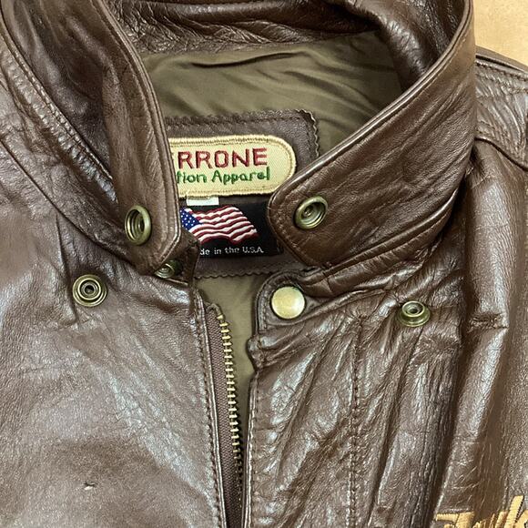 Vintage Perrone Aviation Apparel Leather A-2 Flight Bomber Jacket Size 44 - Picture 9 of 15